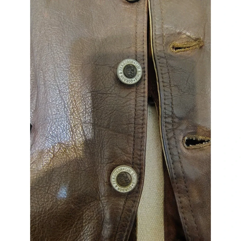 Gordon Ferguson Leather Vest Brown Lined Buckle Back Mens‎ Size Large